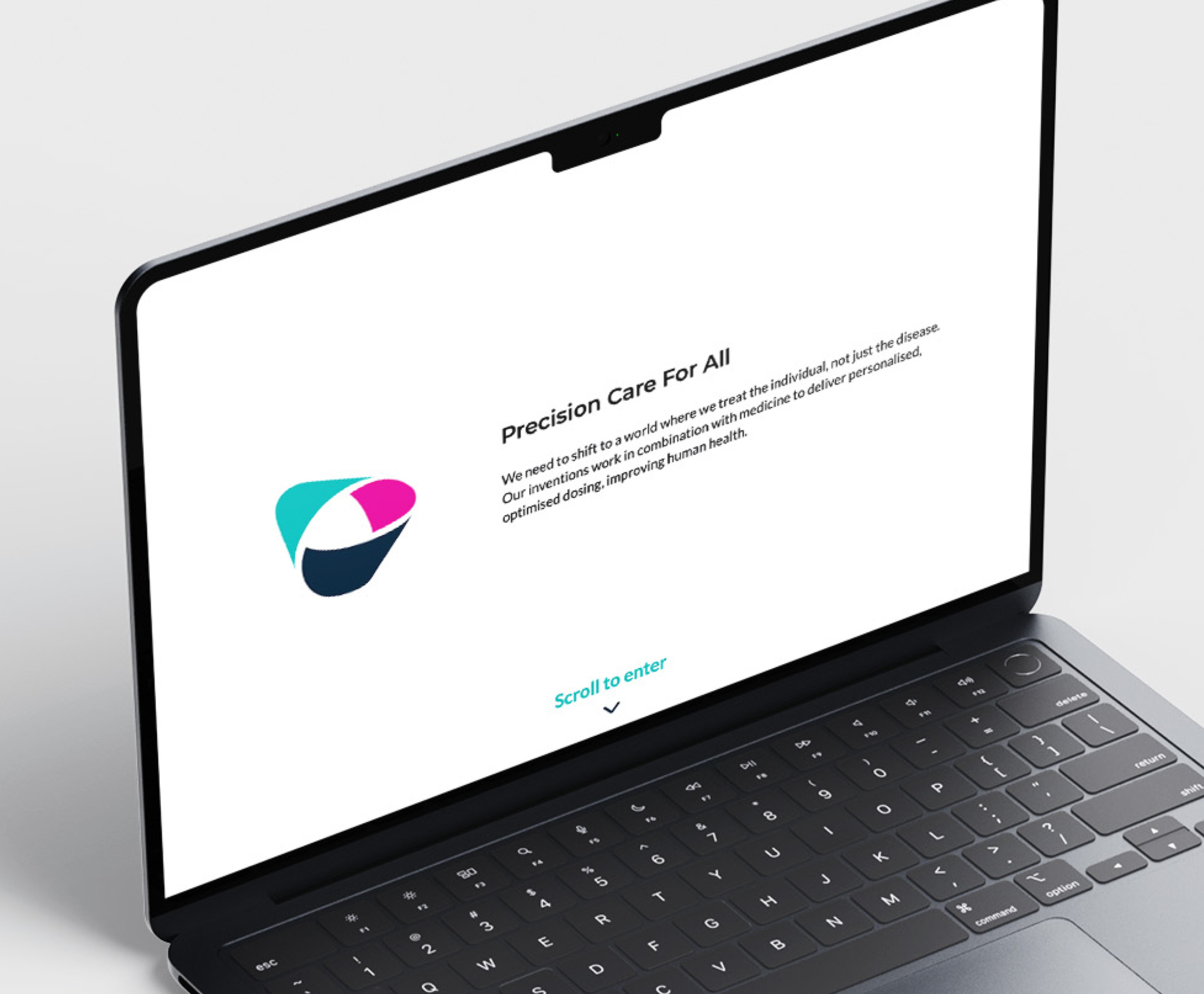 An open laptop showing the landing page of a website